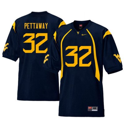 Men's West Virginia Mountaineers NCAA #32 Martell Pettaway Navy Authentic Nike Retro Stitched College Football Jersey CO15B32WL